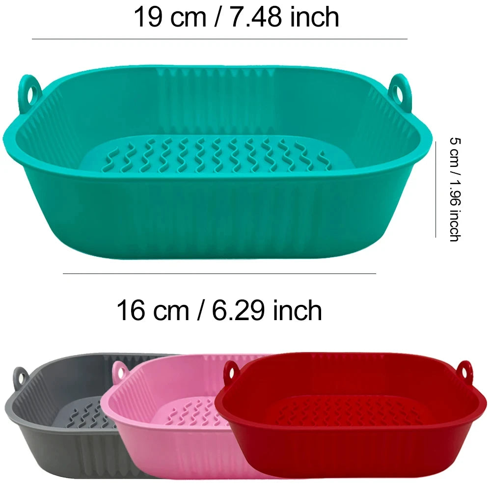 Silicone Air Fryer Basket Pot – Reusable Non-Stick Food-Safe Silicone Baking Basket SPOT