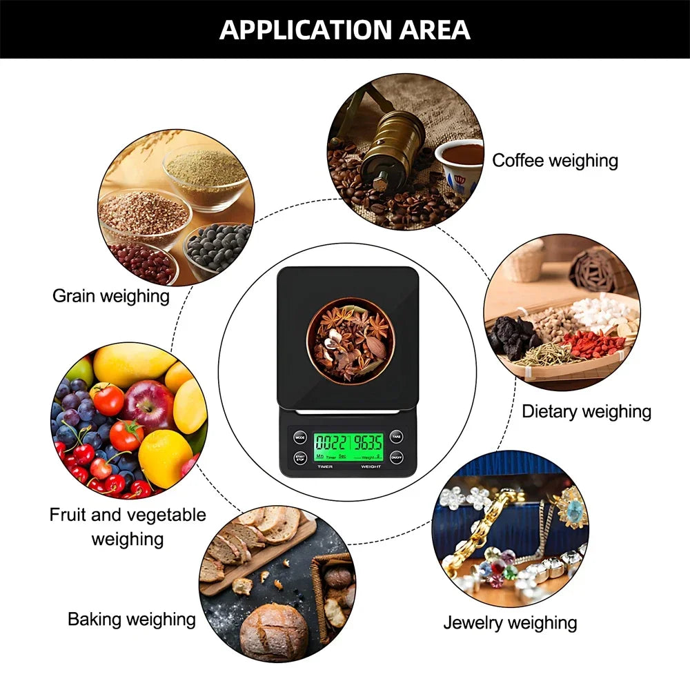 LCD Coffee Scale with Timer – High Precision 5kg/0.1g Digital Coffee Scale SPOT