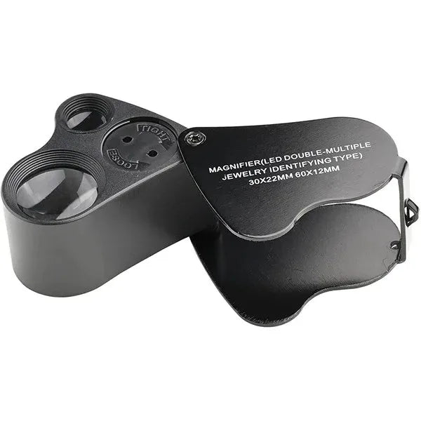 30X 60X Jeweler's Loupe Magnifier with LED Light – Foldable Jeweler's Loupe Magnifier SPOT Black