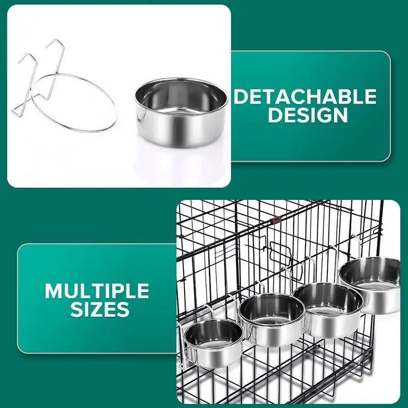 Stainless Steel Hanging Pet Bowl – Cage Mount Dog & Cat Feeder Hanging Pet Bowl SPOT