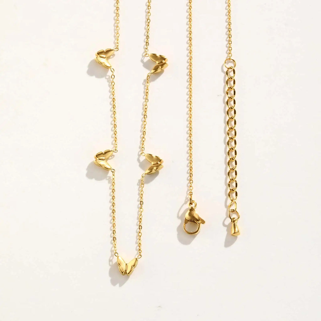 Butterfly Necklace 18K Gold Plated Stainless Steel CZ Pendant Pendant Necklace SPOT
