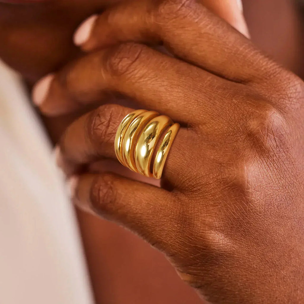 Multilayer Chunky Ring 18K Gold Plated Stainless Steel Women Gold Plated Ring SPOT