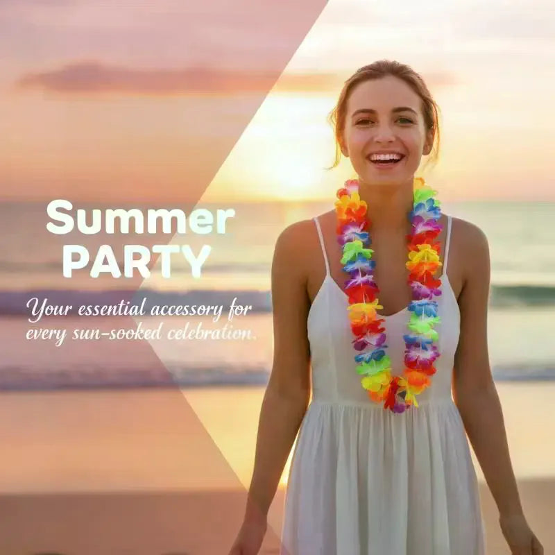 10-Pack Hawaiian Flower Lei Necklaces – Luau Party Garlands Costume Lei Necklace SPOT