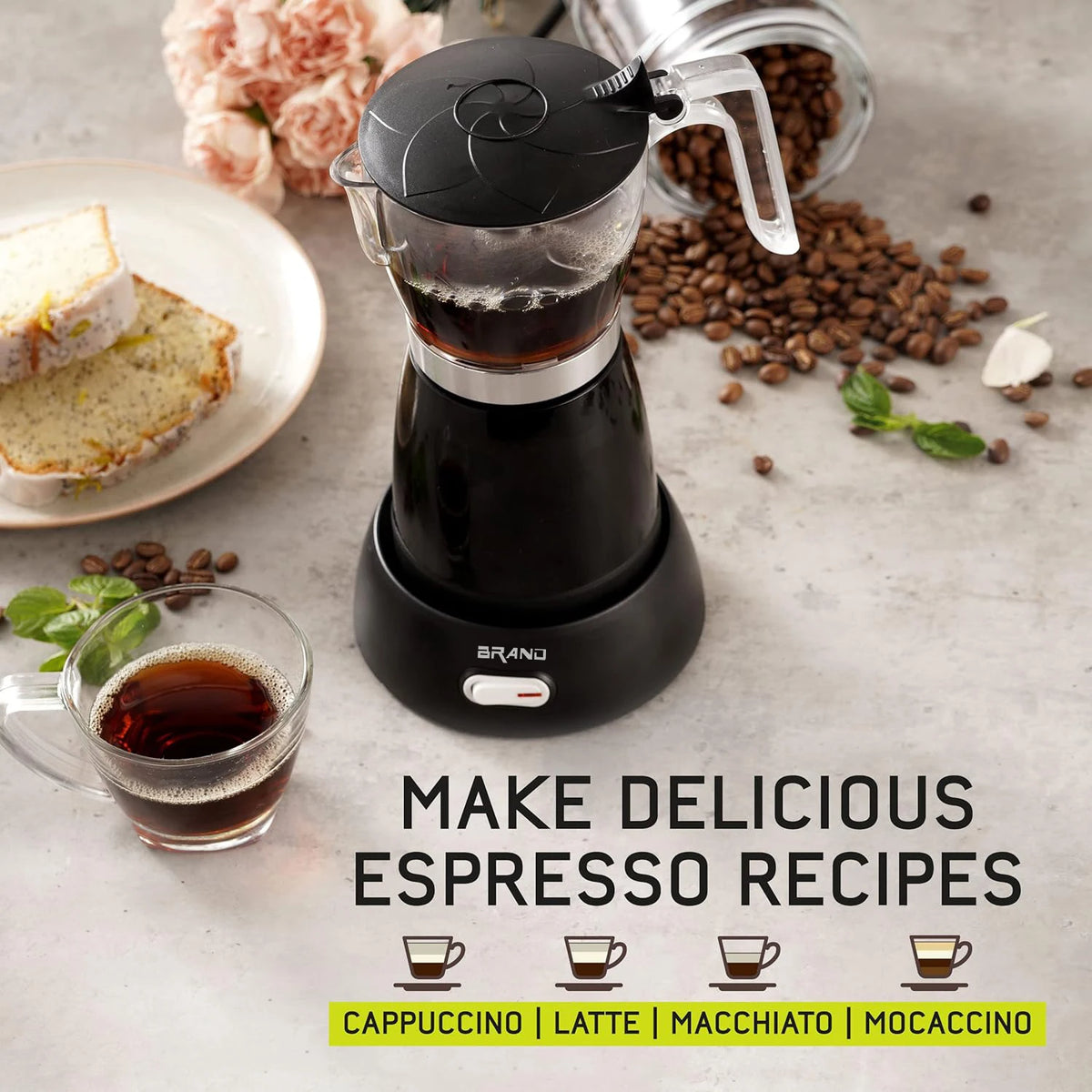 DUTRIEUX 6-Cup Electric Espresso Maker | Aluminum Moka Pot Espresso Coffee Maker SPOT