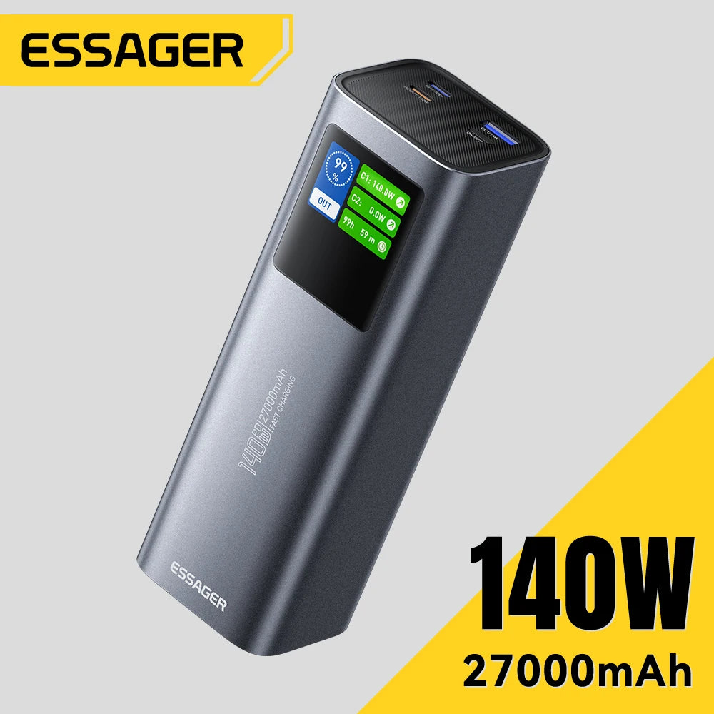ESSAGER 140W 27000mAh Power Bank PD3.1 Fast Charging Display Portable Power Bank SPOT