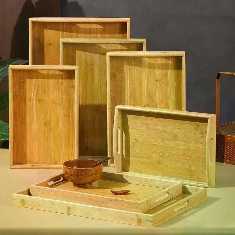 Bamboo Rectangular Serving Tray with Handles | Multipurpose Bamboo Serving Tray SPOT