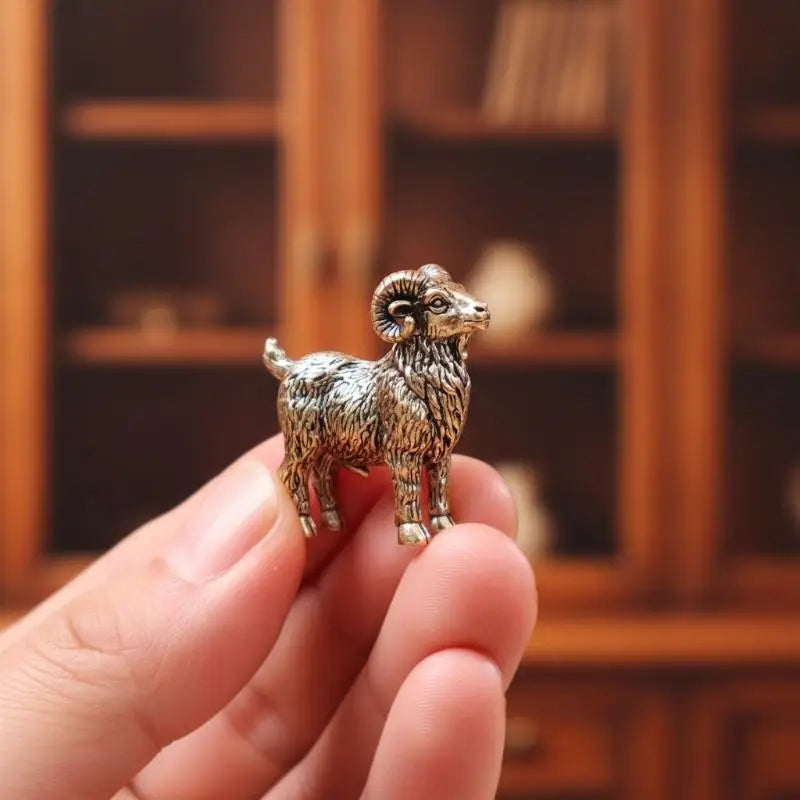 Vintage Solid Brass Goat Mini Figurine – Hand-Carved Ornament Brass Figurine SPOT