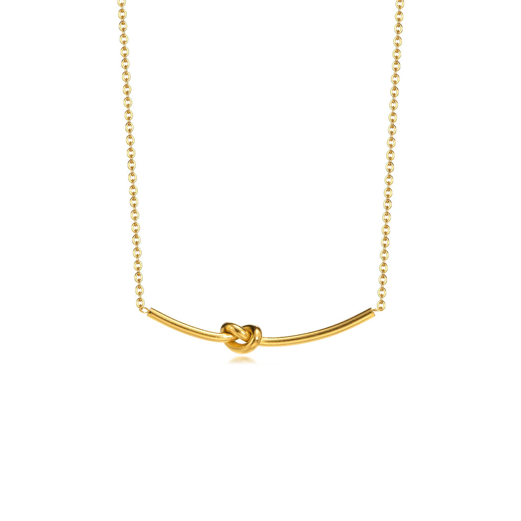 Knot Bar Pendant Necklace for Women – Gold Stainless Steel Pendant Necklace SPOT