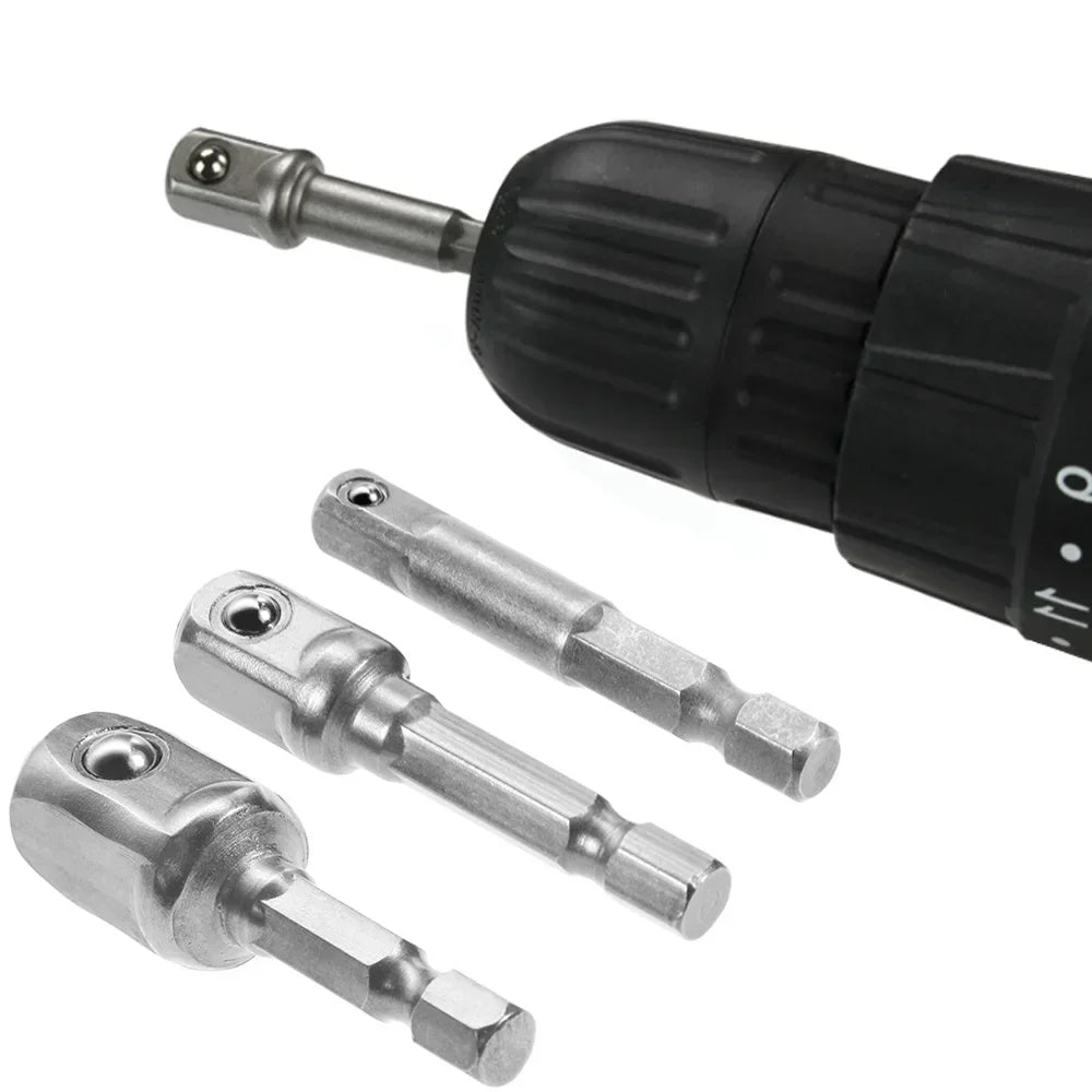 3-Pc Hex Shank Socket Adapter Set – 1/4" 3/8" 1/2" Drive Socket Adapter Set SPOT
