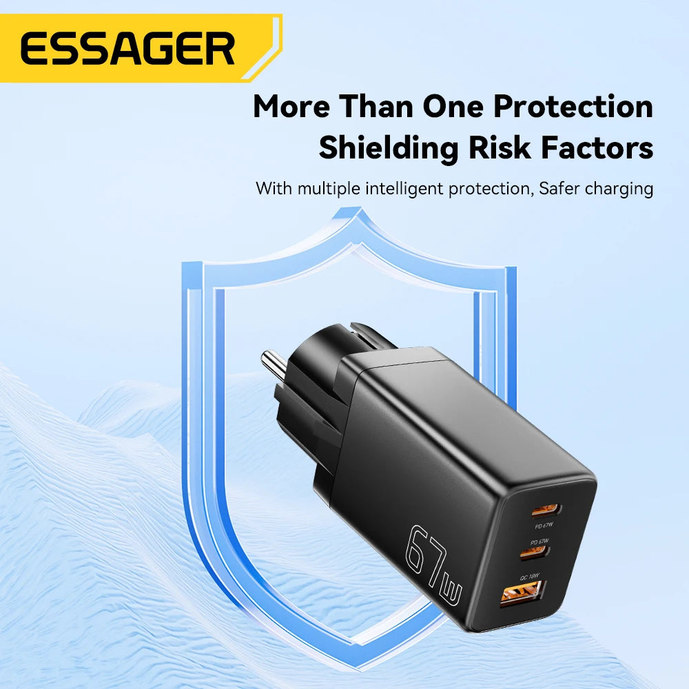 Essager 67W GaN USB-C Fast Charger 3-Port EU/KR Plug GaN USB-C Charger SPOT