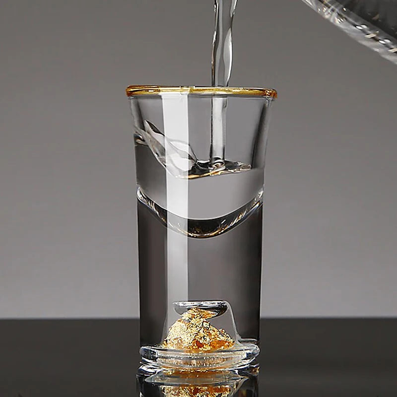 Crystal Liquor Glass – Gold Foil Double Bottom, Lead-Free 10ML Crystal Shot Glass SPOT