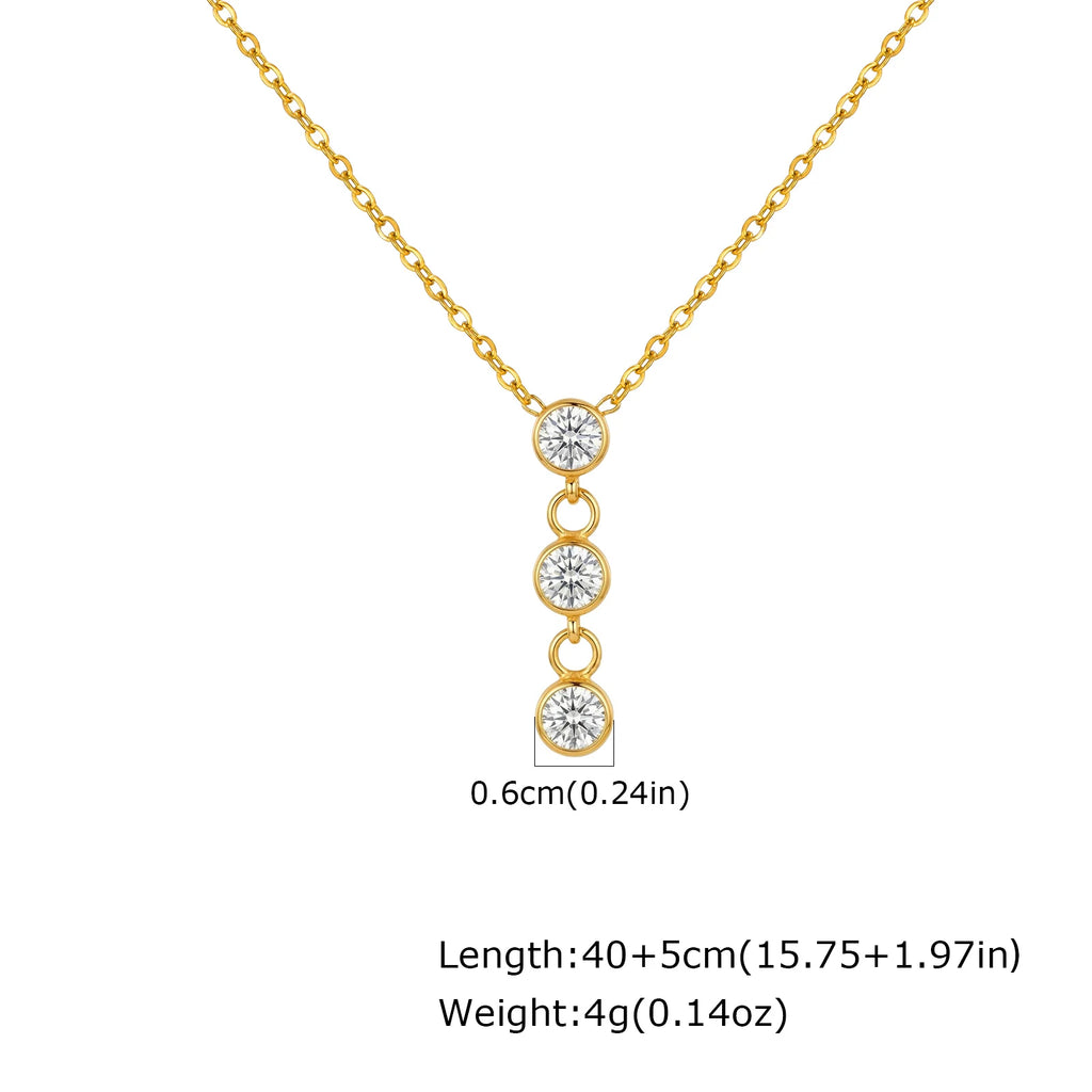 Gold Drop Y-Necklace with 3 Zircon Pendants | Women's Jewelry Pendant Necklace SPOT NC-2526G