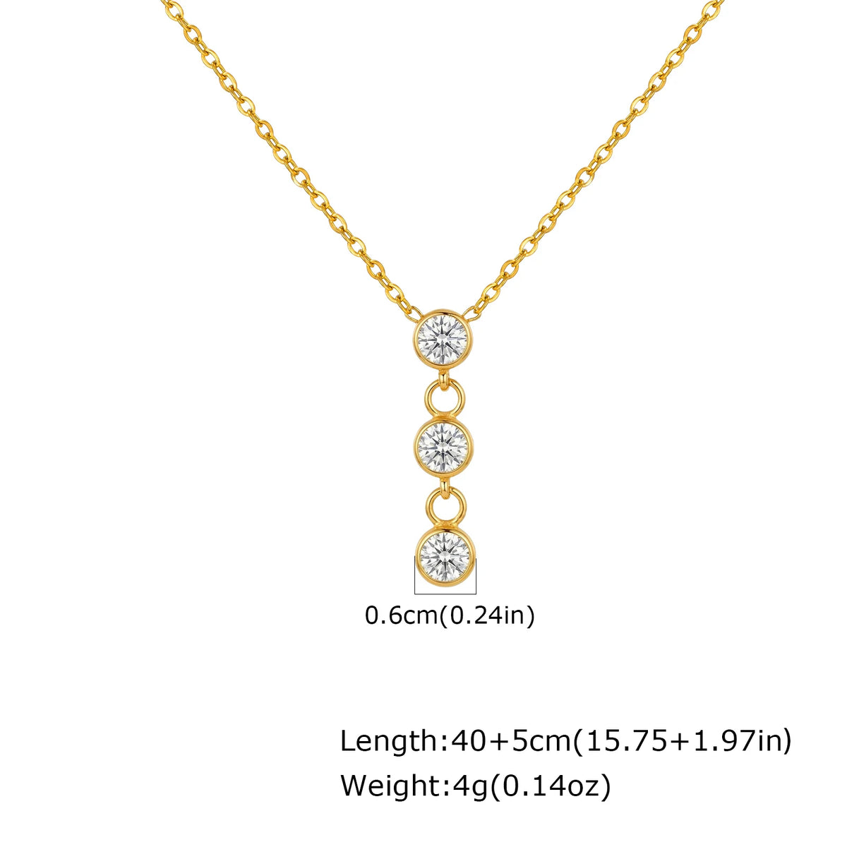 Gold Drop Y-Necklace with 3 Zircon Pendants | Women's Jewelry Pendant Necklace SPOT NC-2526G
