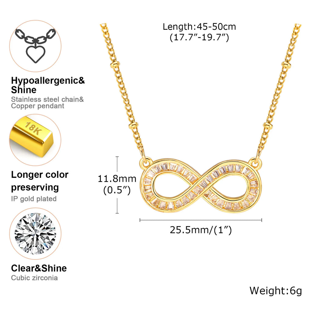 Infinity Pendant Necklace – Cubic Zirconia Gold Gift for Women Pendant Necklace SPOT
