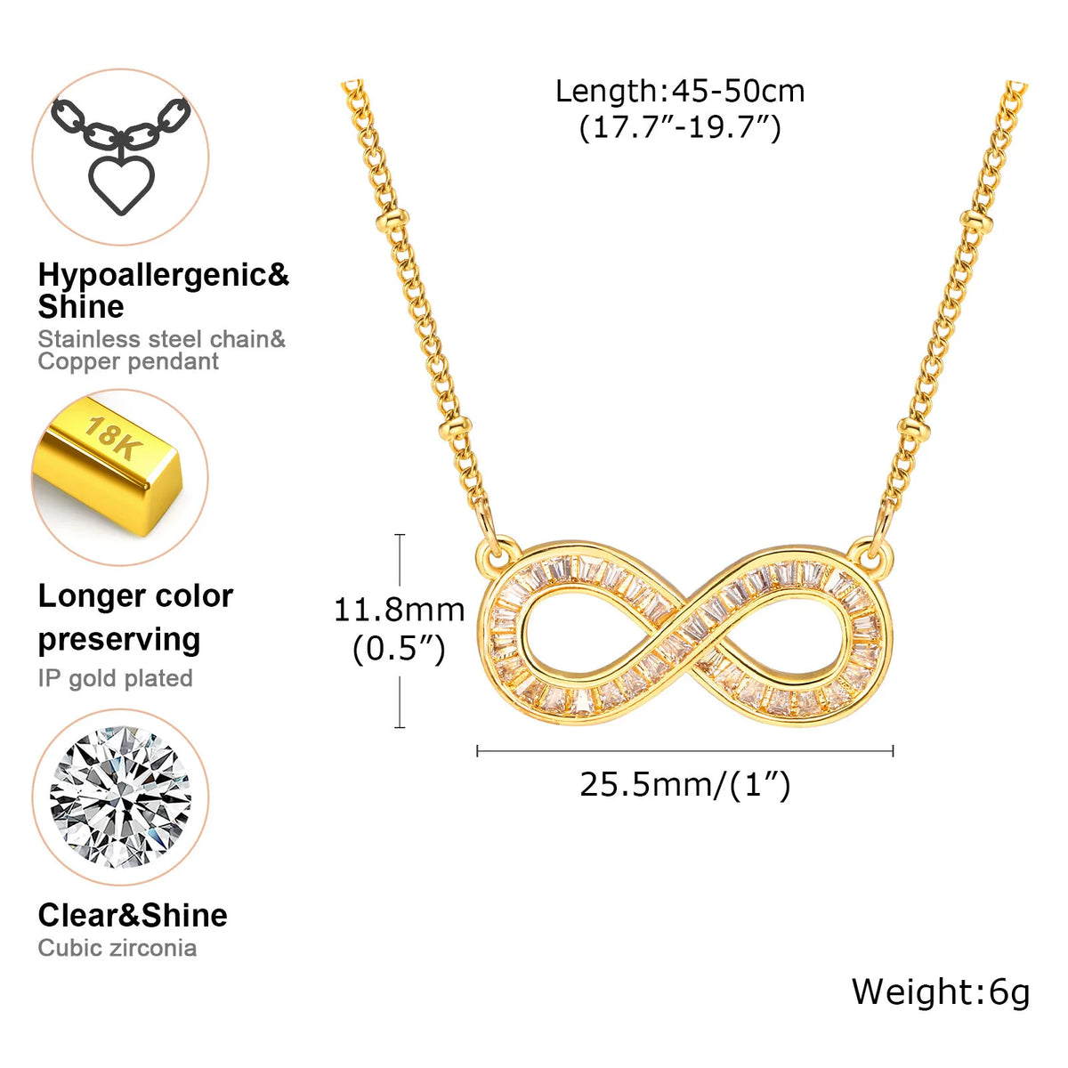 Infinity Pendant Necklace – Cubic Zirconia Gold Gift for Women Pendant Necklace SPOT