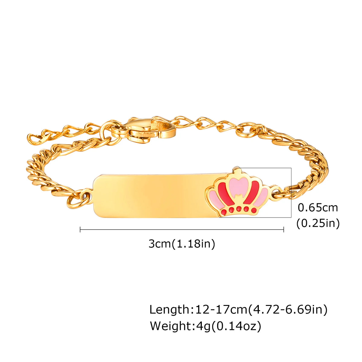 Personalized Name ID Bracelet – Girls Gold Stainless Steel Personalized ID Bracelet SPOT BR-1826G-8
