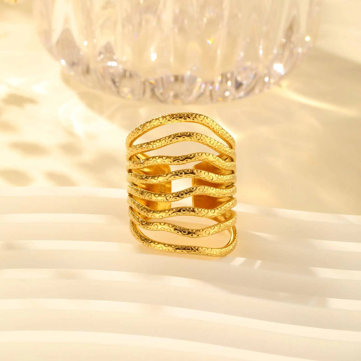 Meaeguet Geometric Chunky Open Ring – 18K Gold Stainless Steel Fashion Ring SPOT