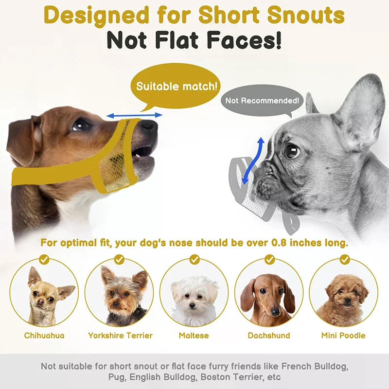 Mesh Dog Muzzle for Short-Snout Small & Medium Breeds Dog Muzzle SPOT