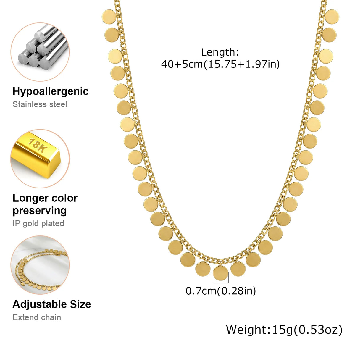 Gold Layered Geometric Choker – Hypoallergenic Stainless Steel Choker Necklace SPOT
