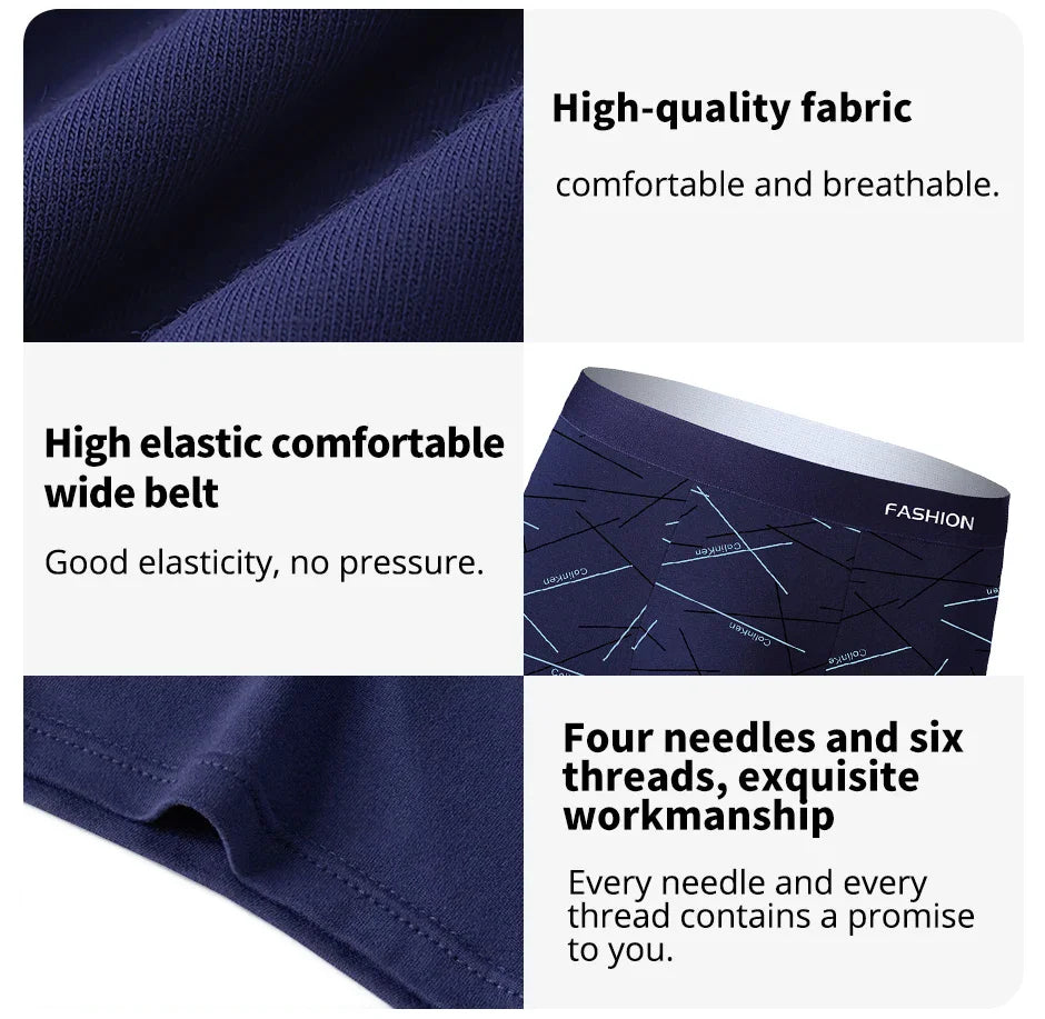 4-Pack Men's Stretch Boxer Briefs – Soft Breathable Line Print Men's Boxer Briefs SPOT