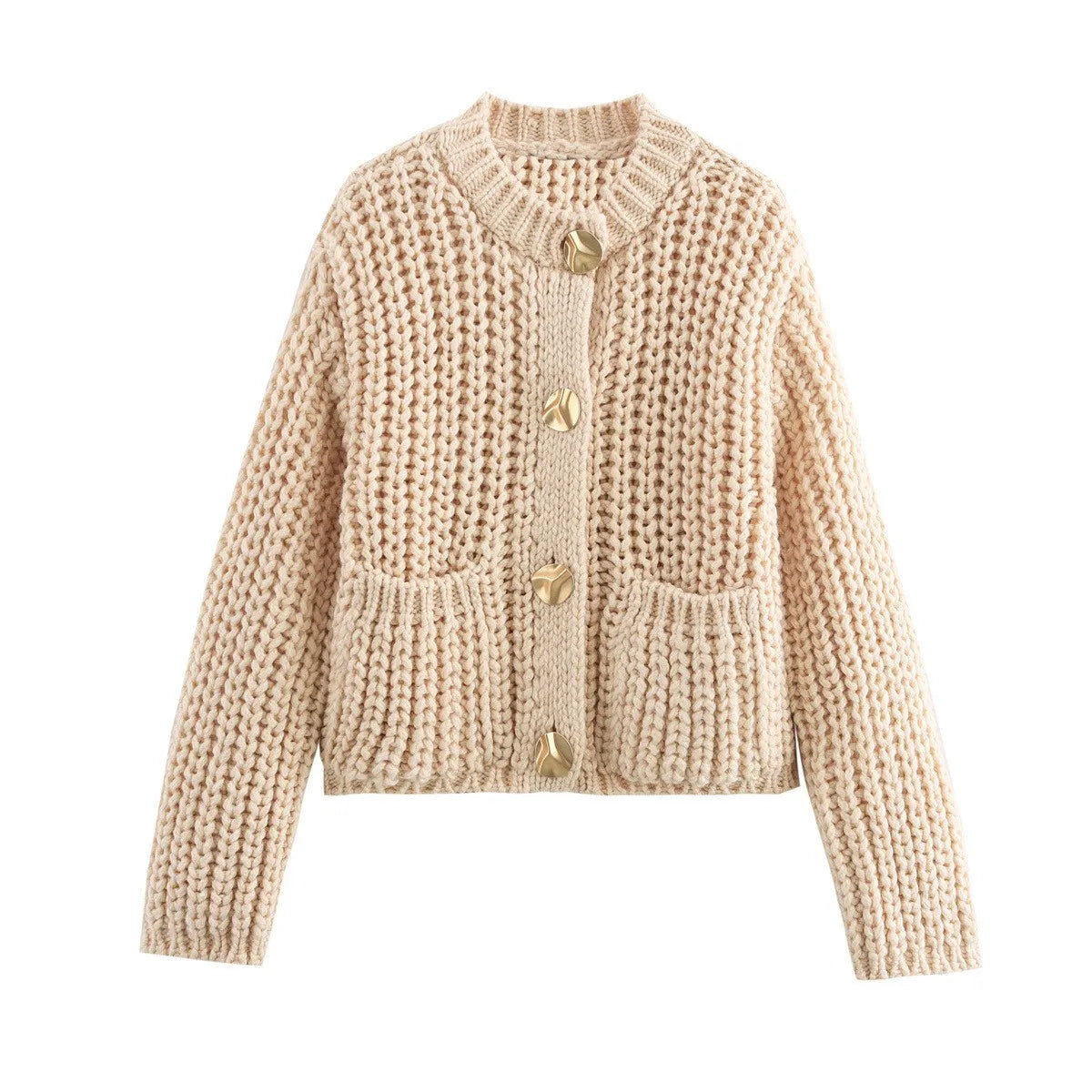 Women's Loose Knit Cardigan – Long Sleeve Button Sweater Coat Knit Cardigan SPOT
