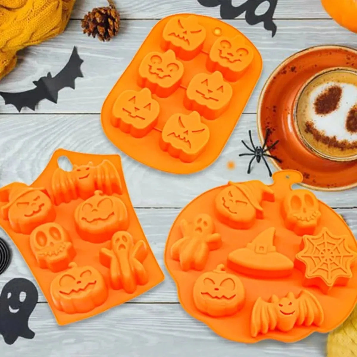 Silicone Halloween Baking Mold – Ghost Pumpkin Skull Bat Silicone Baking Mold SPOT