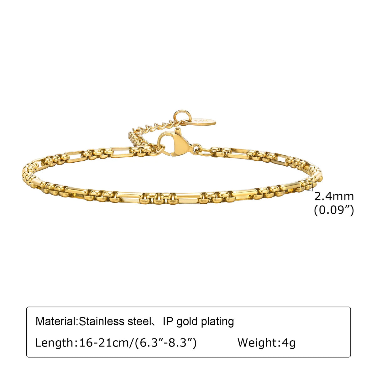 Meaeguet Handmade Gold Stainless Steel Chain Bracelet Women Chain Link Bracelet SPOT Bracelet-BR-1621G