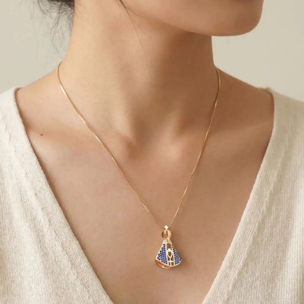 Nossa Senhora Aparecida 18K Gold Catholic Pendant Necklace Catholic Pendant Necklace SPOT
