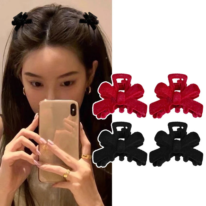 5-Pack Mini Velvet Bow Hair Claw Clips – Women & Girls Hair Bow Clips SPOT