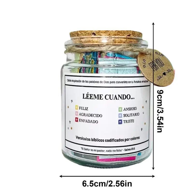 Spanish Bible Verse Prayer Jar – 90 Scripture Cards in Glass Scripture Verse Jar SPOT