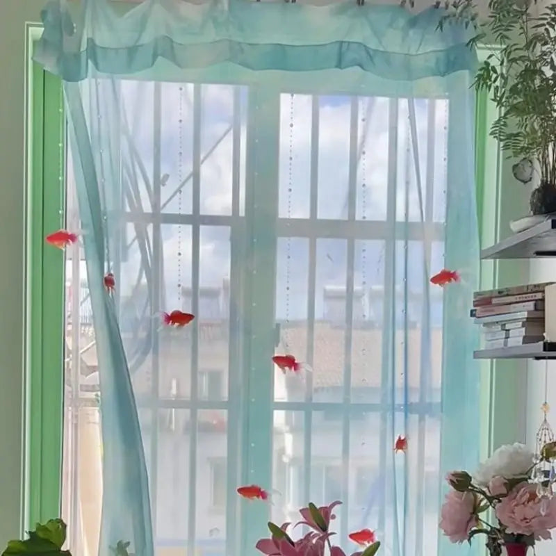 Light Blue Sheer Voile Curtain – Soft Rod Pocket Drapes Sheer Window Curtain SPOT