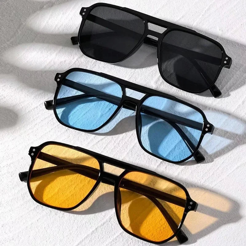 Vintage Unisex Square Sunglasses UV400 – Oversized Black Shades Unisex Sunglasses SPOT