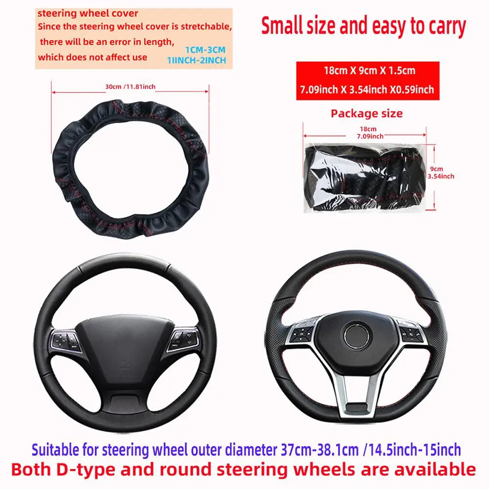 Universal PU Leather Steering Wheel Cover – Anti-Slip 38cm Steering Wheel Cover SPOT