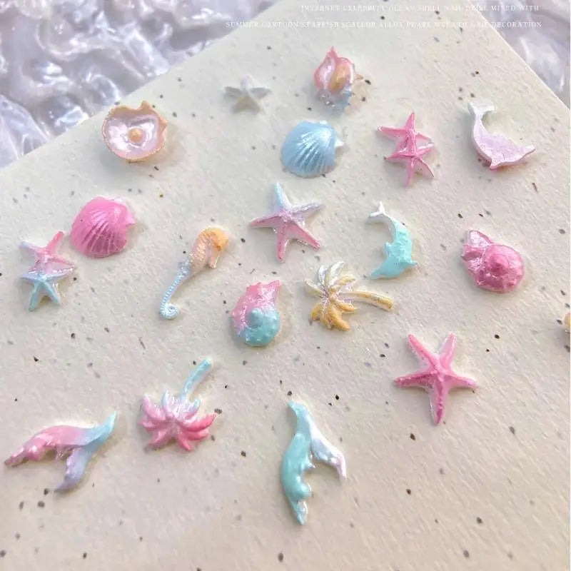 50-Pack Ocean Nail Art Charms – Shell Starfish Resin Jewels Nail Art Charms SPOT