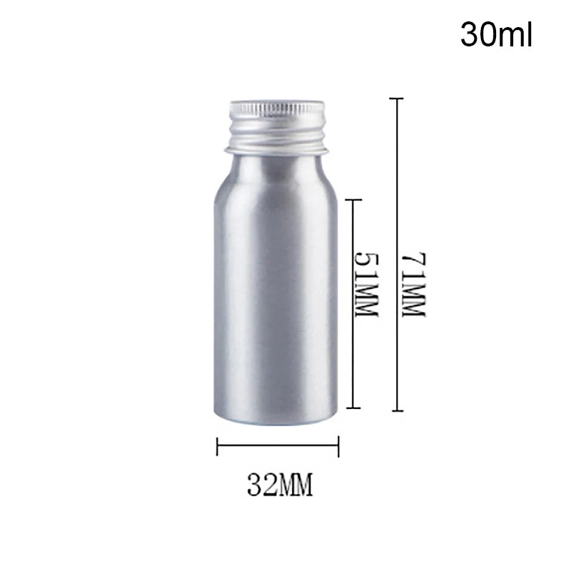 Silver Aluminum Refillable Bottle 30ml–250ml | Screw Cap Refillable Travel Bottle SPOT 30ml