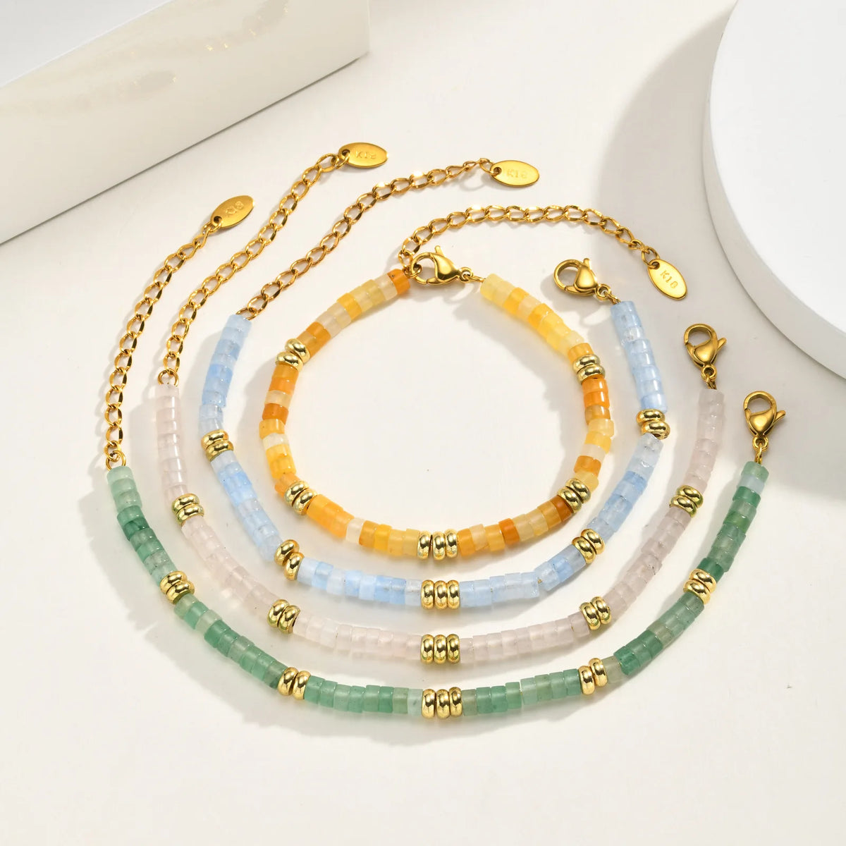 Natural Stone Heishi Beaded Bracelet | 18K Gold Boho Jewelry Beaded Bracelet SPOT