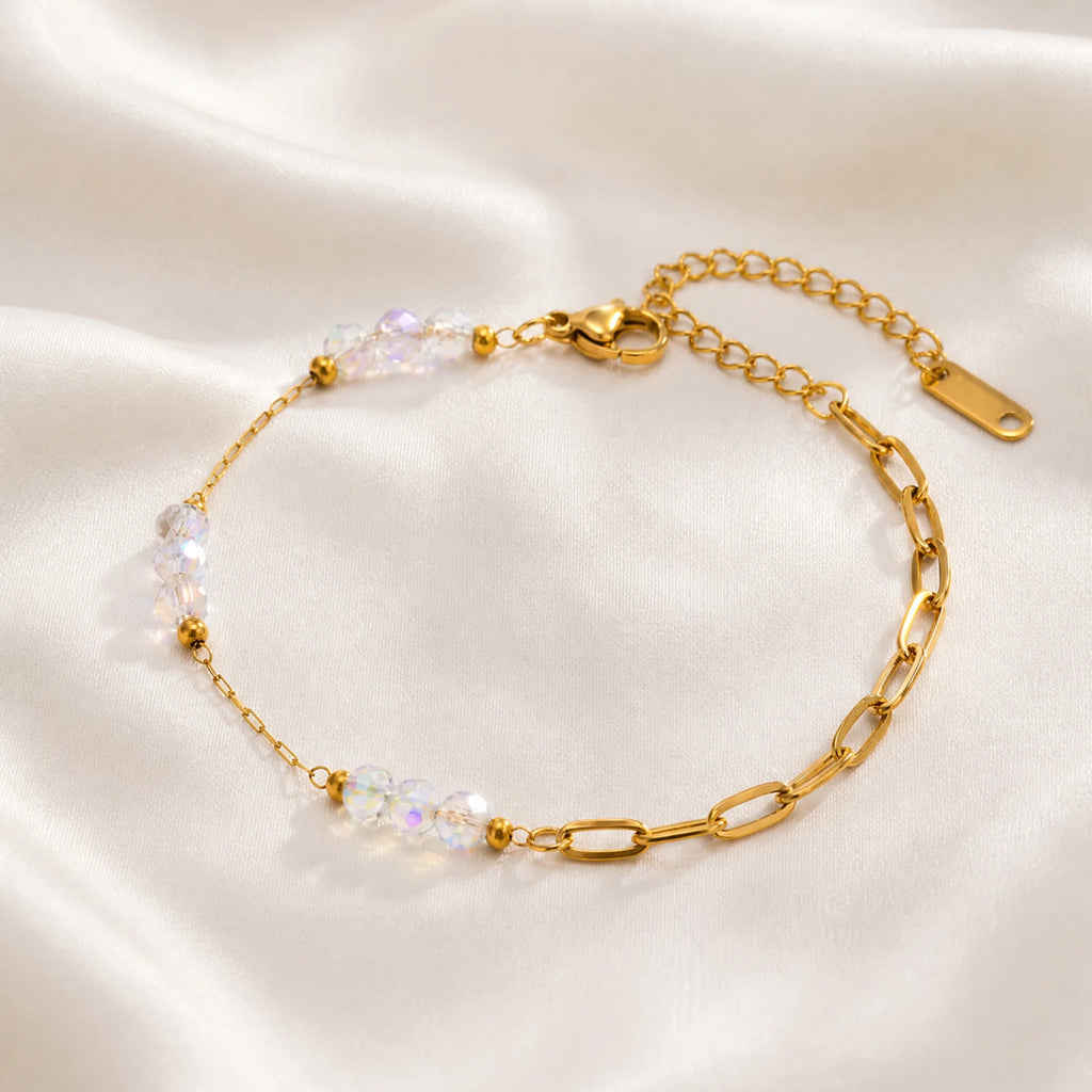 Colorful Zirconia Paperclip Chain Bracelet – Tarnish-Free Steel Chain Link Bracelet SPOT