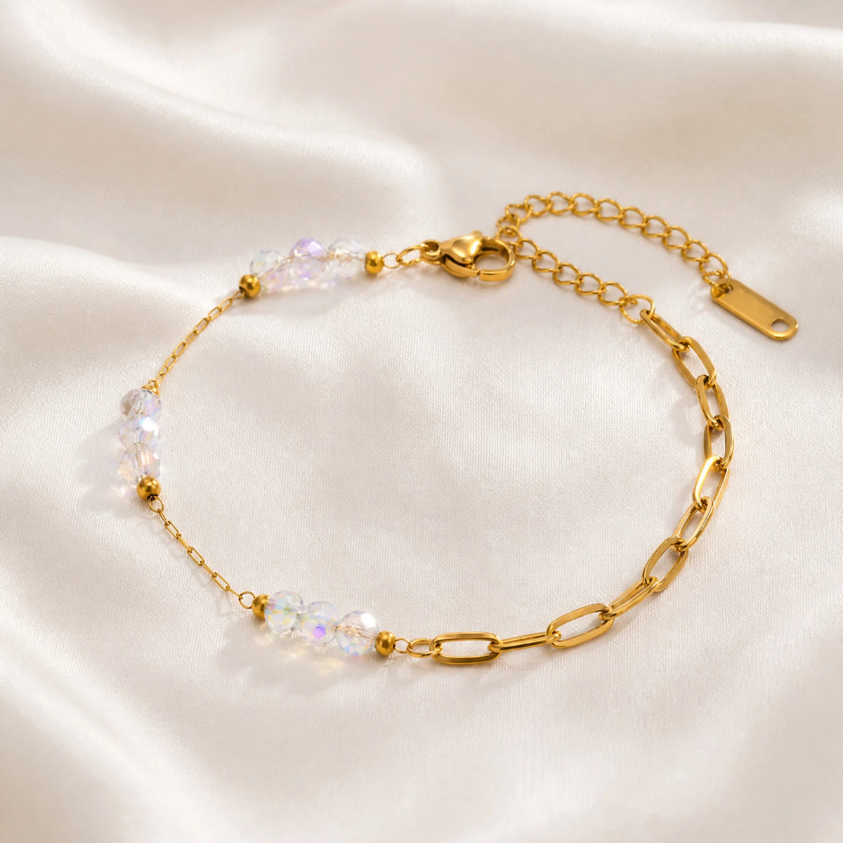 Colorful Zirconia Paperclip Chain Bracelet – Tarnish-Free Steel Chain Link Bracelet SPOT