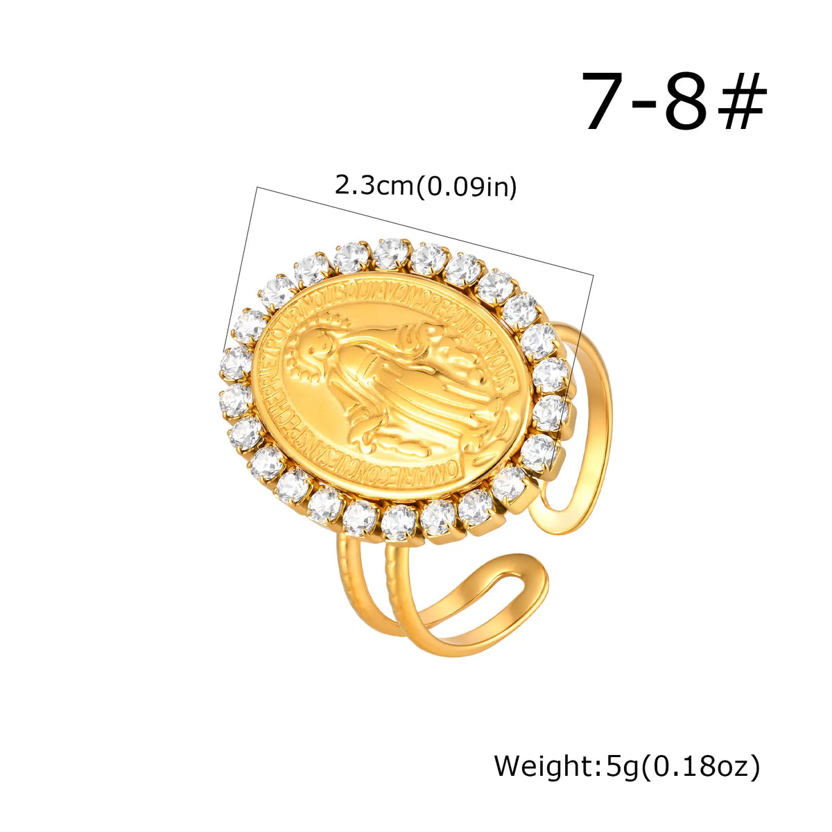 Virgin Mary Ring 18K Gold Stainless Steel – Catholic Faith Gift Religious Faith Ring SPOT RC-1023G
