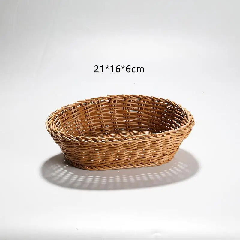 Woven Rattan-Style Serving Basket – Bread, Fruit & Veggie Tray Woven Serving Basket SPOT A9