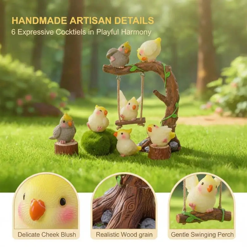 6-Pack Resin Cockatiel Bird Figurines – Garden & Home Décor Decorative Figurines SPOT