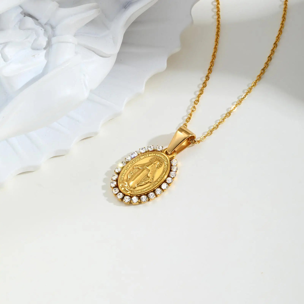 Zirconia Virgin Mary Pendant Necklace – Catholic Gift for Women Pendant Necklace SPOT