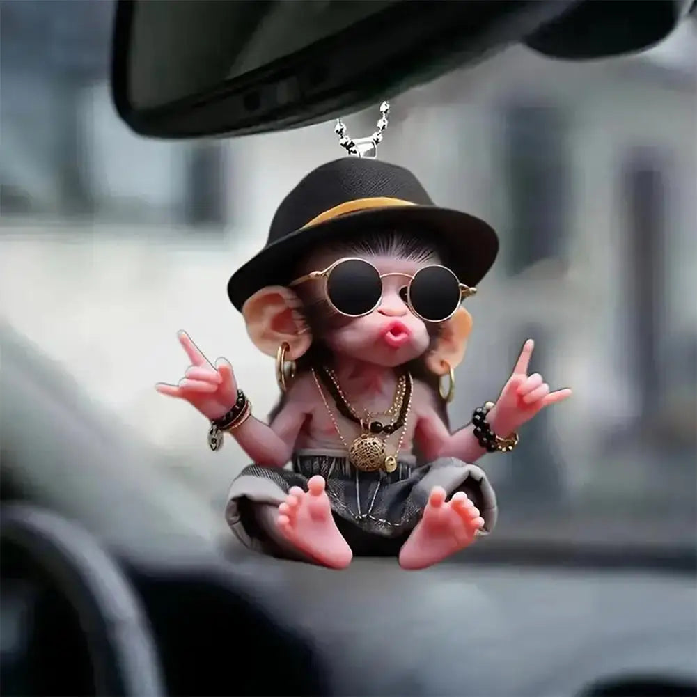 Acrylic Monkey Car Pendant – Rearview Mirror Hanging Ornament Car Hanging Ornament SPOT