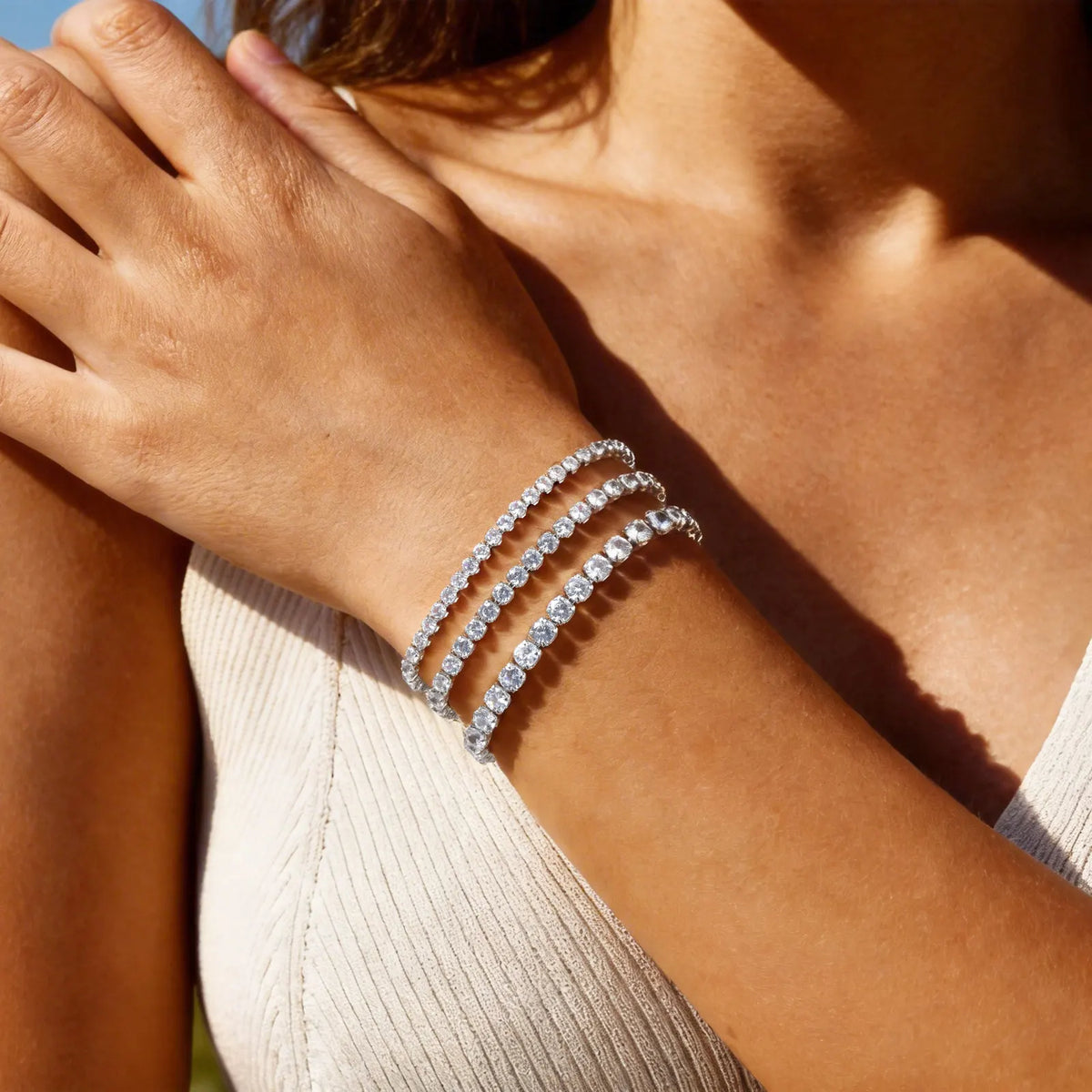 4mm CZ Tennis Bracelet – Silver Plated Stackable Women's Tennis Bracelet SPOT