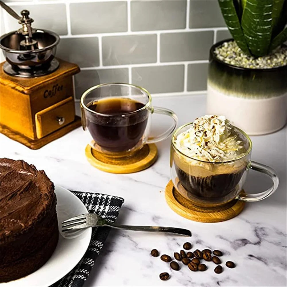 250ml Double Wall Borosilicate Glass Coffee Mug with Handle Glass Coffee Mug SPOT