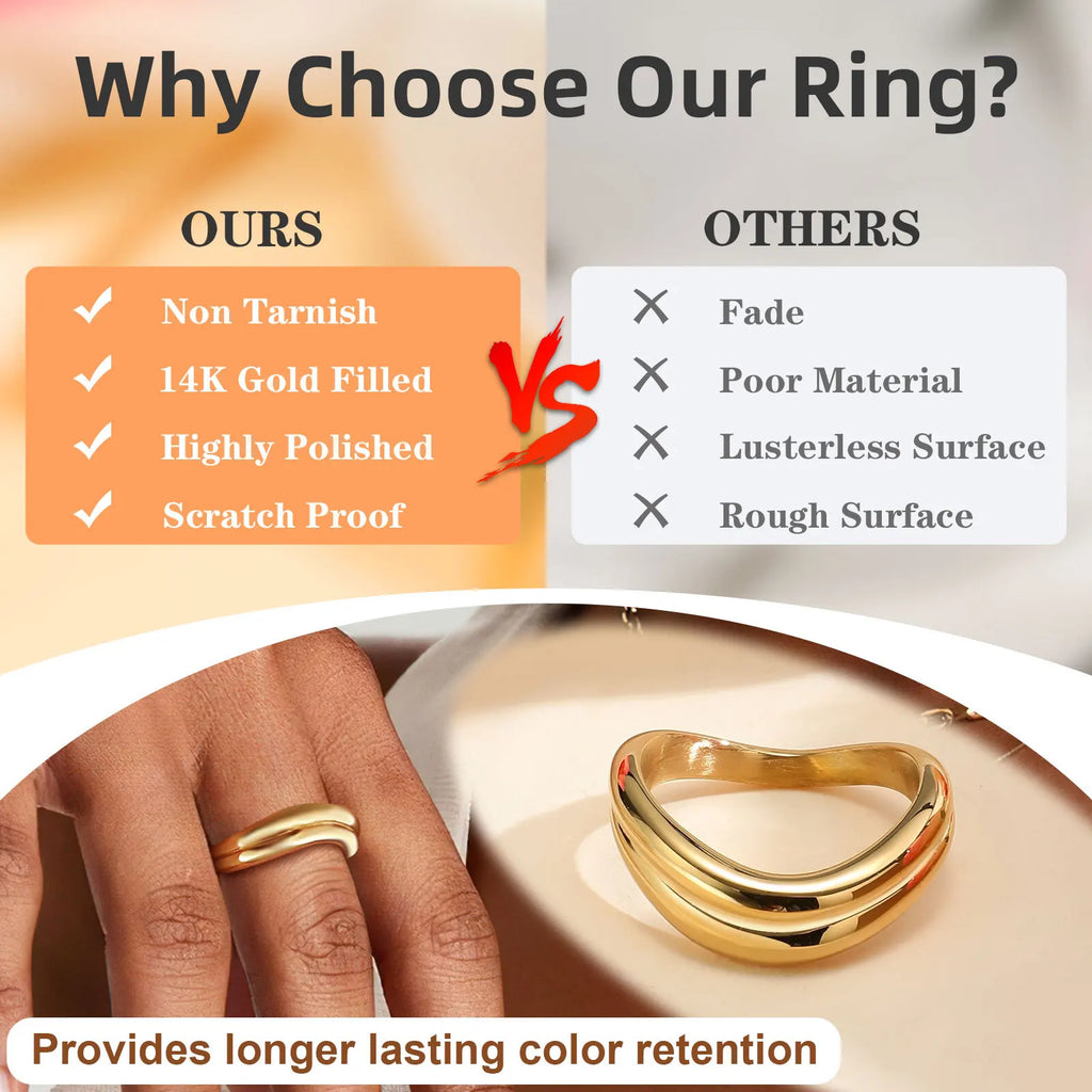 Stackable Double Wavy Ring – 18K Gold Stainless Steel Women Stackable Ring SPOT