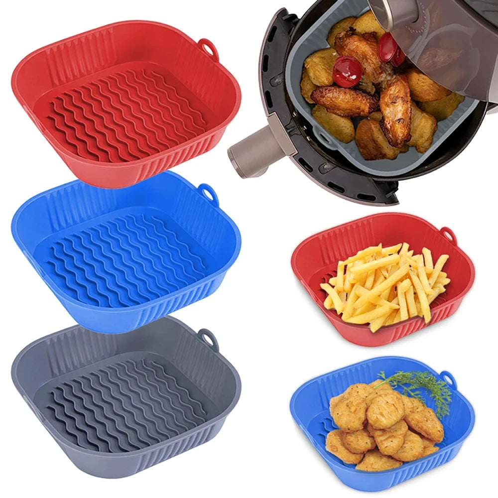Silicone Air Fryer Basket Pot – Reusable Non-Stick Food-Safe Silicone Baking Basket SPOT