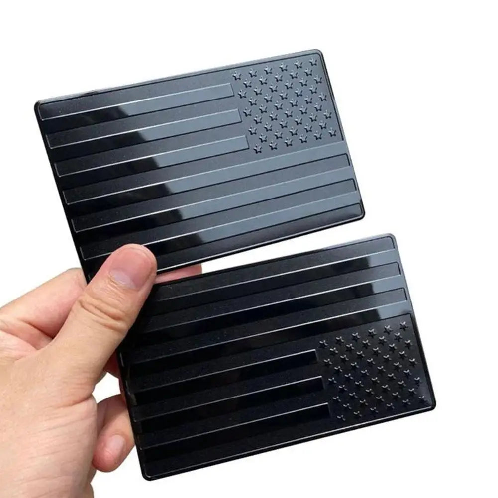 2-Pack USA Flag Aluminum Car Emblem Decal – UV-Resistant Car Emblem Decal SPOT A
