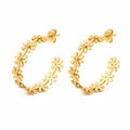 Daisy Flower Hoop Earrings – 18K Gold Stainless Steel Waterproof Hoop Earrings SPOT EH-390G