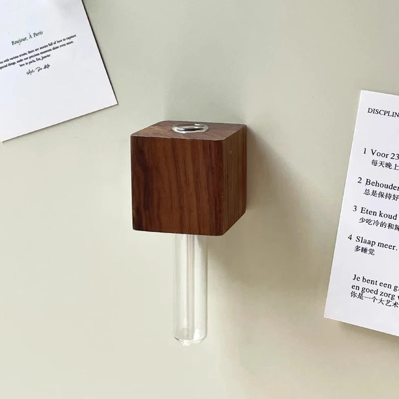Wooden Magnetic Test Tube Vase – DIY Fridge Magnet Décor Magnetic Fridge Vase SPOT A1